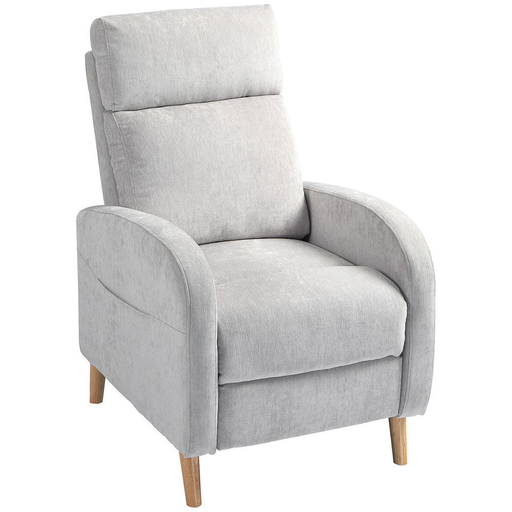 Homcom sillón relax reclinable manual sillón relax tapizado en lino sintético con reposapiés y bolsillo lateral carga 135 kg sillón reclinable para