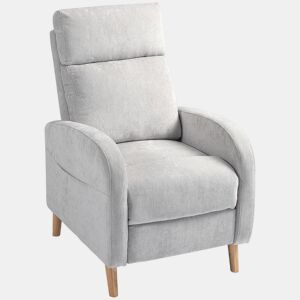 HOMCOM Poltrona Relax Reclinável Manual Poltrona Relax Estofada em Linho Sintético com Apoio para os Pés e Bolso Lateral Poltrona Reclinável para Dormitório Escritório Carga 120 kg 68x90x106 cm Cinza Claro