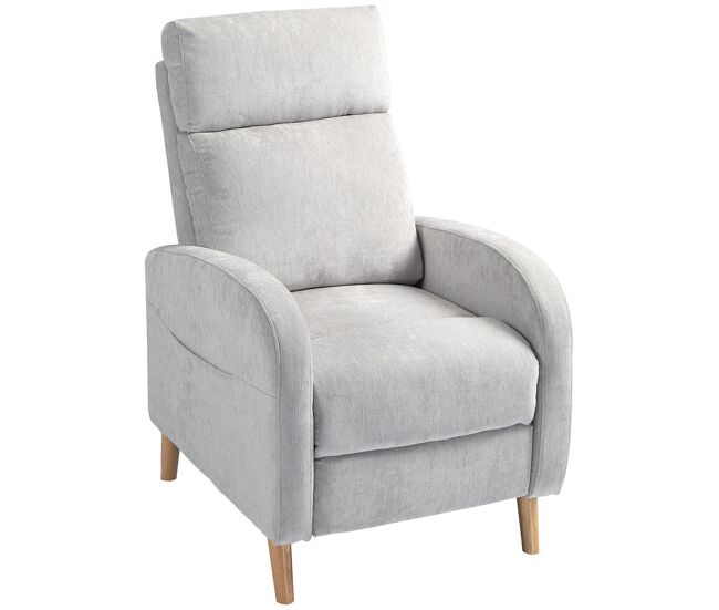 Homcom sillón relax reclinable manual sillón relax tapizado en lino sintético con reposapiés y bolsillo lateral carga 135 kg sillón reclinable para