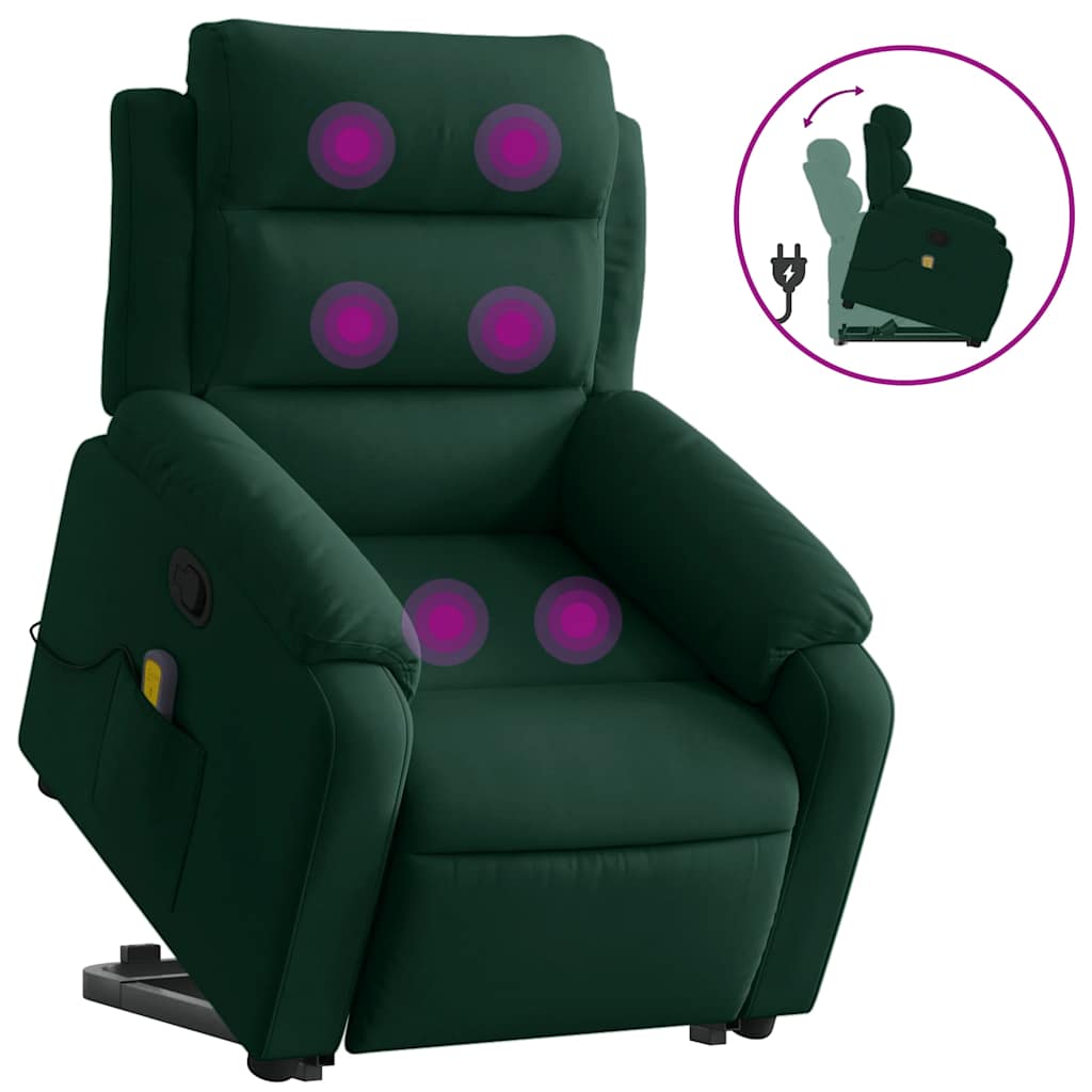 Vidaxl sillón reclinable elevable terciopelo verde oscuro