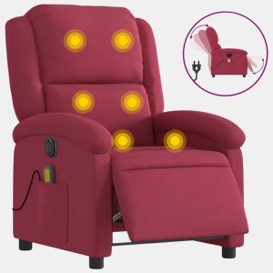 vidaXL Poltrona de massagens reclinável elétrica veludo vermelho tinto