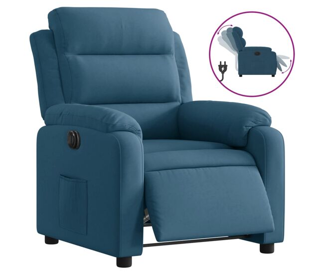 Vidaxl sillón reclinable eléctrico terciopelo azul