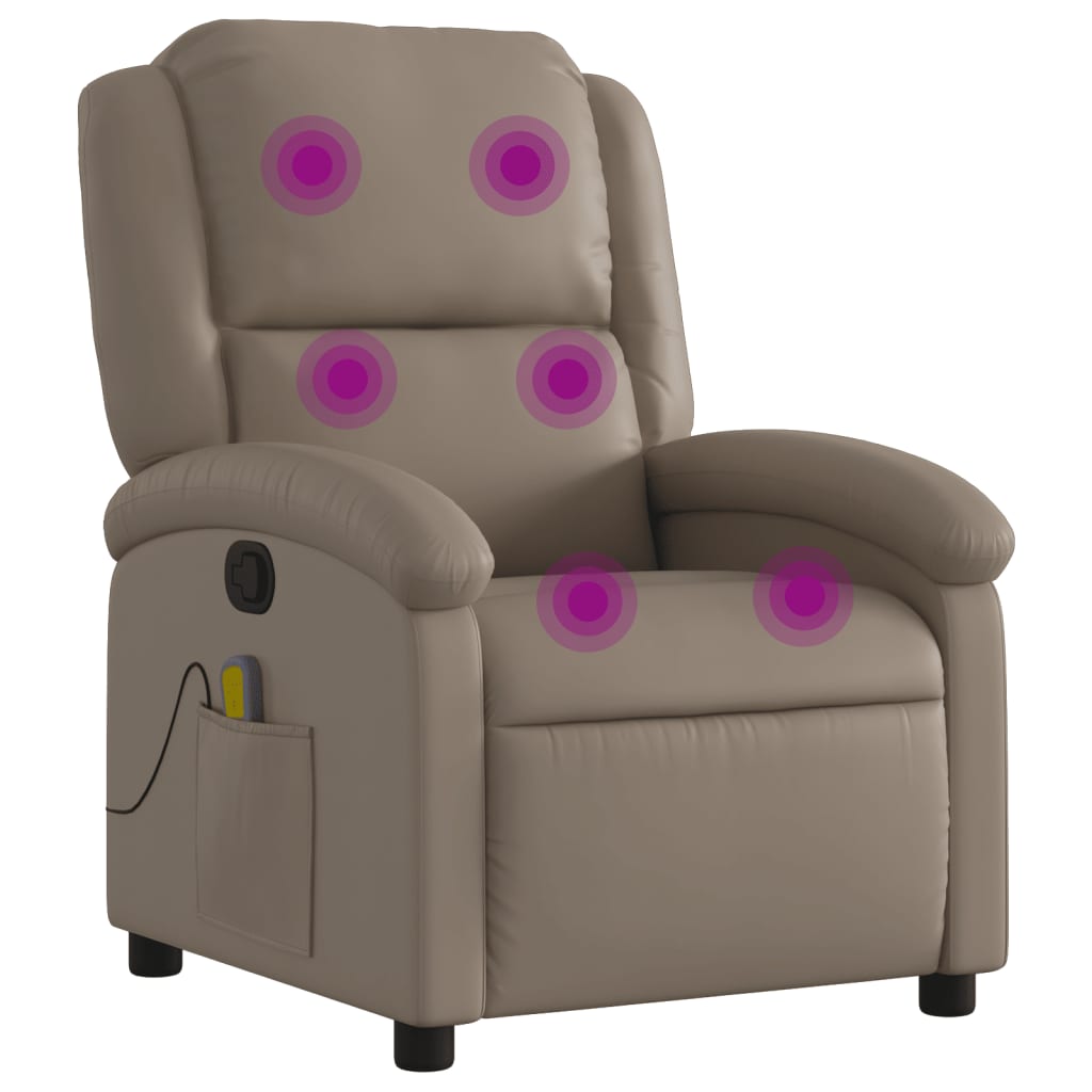 Vidaxl sillón de masaje reclinable cuero sintético color capuchino
