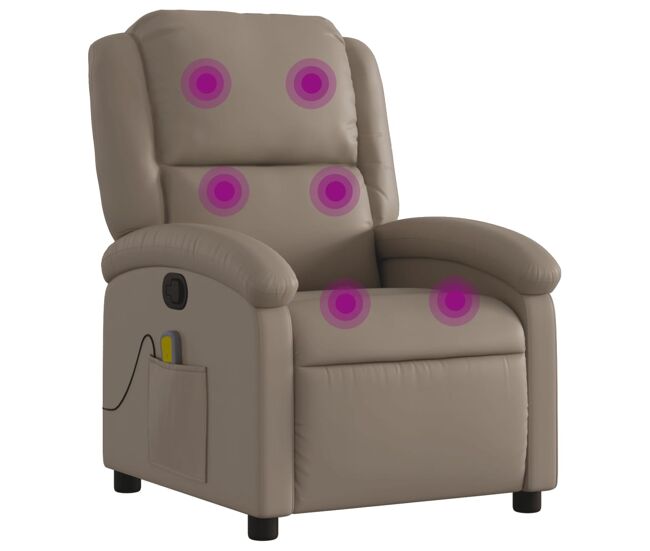 Vidaxl sillón de masaje reclinable cuero sintético color capuchino