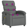 vidaXL Poltrona de massagens reclinável tecido cinzento-escuro