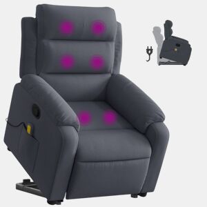 vidaXL Poltrona elevatória de massagens veludo cinza-escuro