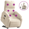 vidaXL Poltrona de massagens reclinável elevatória microfibra bege