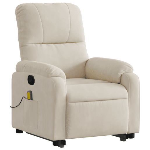 vidaXL Poltrona de massagens reclinável elevatória microfibra bege vidaXL Poltrona de massagens reclinável elevatória microfibra bege