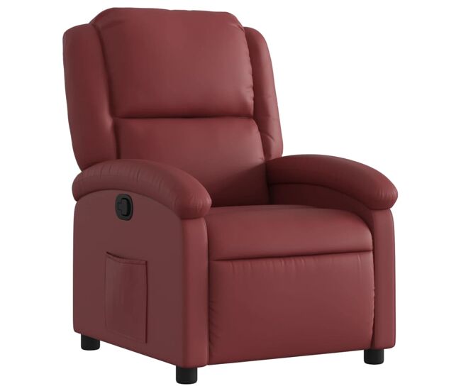Vidaxl sillón reclinable de cuero sintético rojo tinto