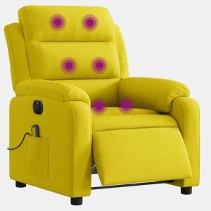 vidaXL Poltrona de massagens reclinável elétrica veludo amarelo