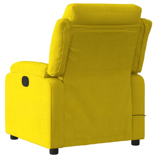 vidaXL Poltrona de massagens reclinável elétrica veludo amarelo vidaXL Poltrona de massagens reclinável elétrica veludo amarelo