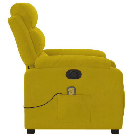 vidaXL Poltrona de massagens reclinável elétrica veludo amarelo vidaXL Poltrona de massagens reclinável elétrica veludo amarelo