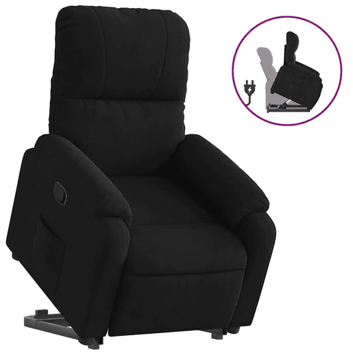 vidaXL Poltrona reclinável elevatória tecido de microfibra preto vidaXL Poltrona reclinável elevatória tecido de microfibra preto