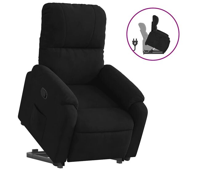 Vidaxl sillón reclinable elevable tela de microfibra negro