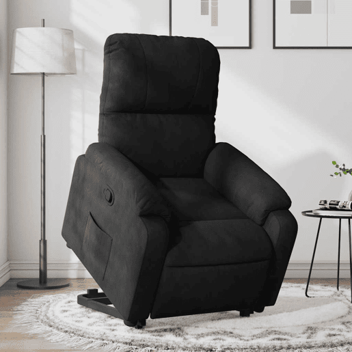 vidaXL Poltrona reclinável elevatória tecido de microfibra preto vidaXL Poltrona reclinável elevatória tecido de microfibra preto
