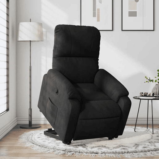 vidaXL Poltrona reclinável elevatória tecido de microfibra preto vidaXL Poltrona reclinável elevatória tecido de microfibra preto