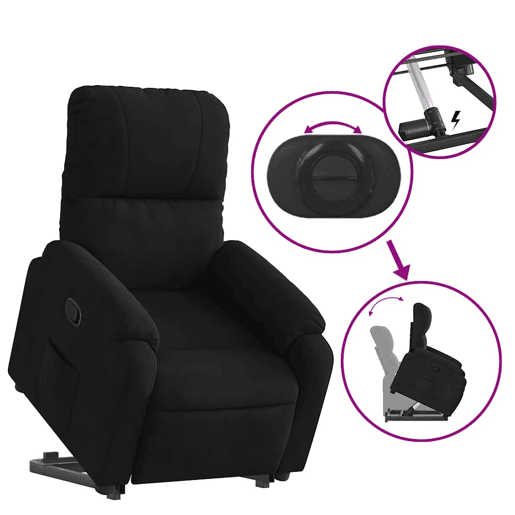 vidaXL Poltrona reclinável elevatória tecido de microfibra preto vidaXL Poltrona reclinável elevatória tecido de microfibra preto