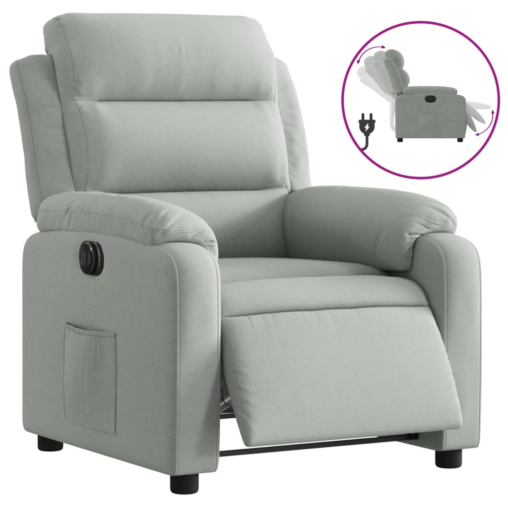 Vidaxl sillón reclinable eléctrico de terciopelo gris claro