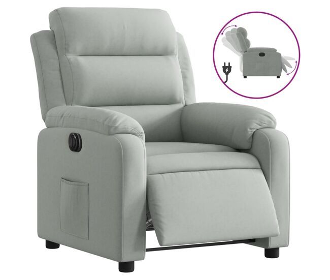 Vidaxl sillón reclinable eléctrico de terciopelo gris claro
