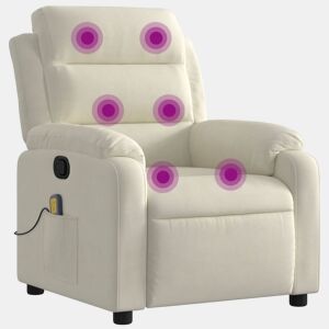 vidaXL Poltrona de massagens reclinável veludo cor creme