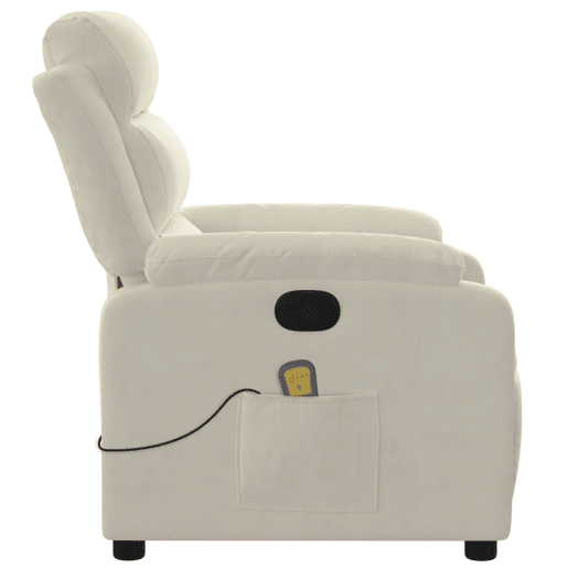 vidaXL Poltrona de massagens reclinável veludo cor creme vidaXL Poltrona de massagens reclinável veludo cor creme