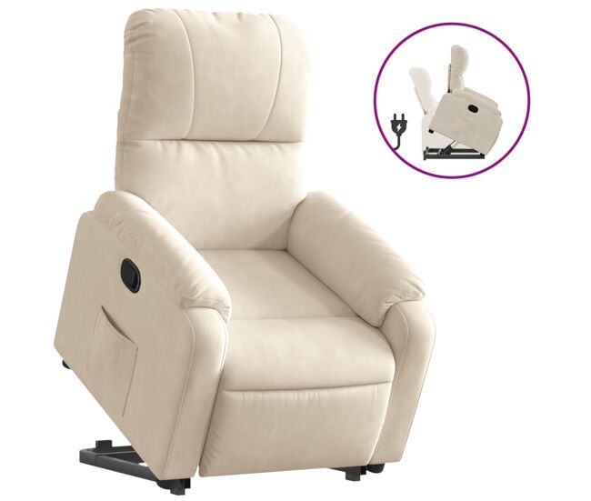 Vidaxl sillón reclinable elevable tela de microfibra beige