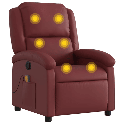 vidaXL Poltrona massagens reclinável couro artificial vermelho tinto vidaXL Poltrona massagens reclinável couro artificial vermelho tinto