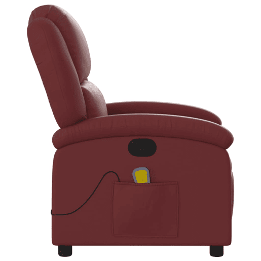 vidaXL Poltrona massagens reclinável couro artificial vermelho tinto vidaXL Poltrona massagens reclinável couro artificial vermelho tinto