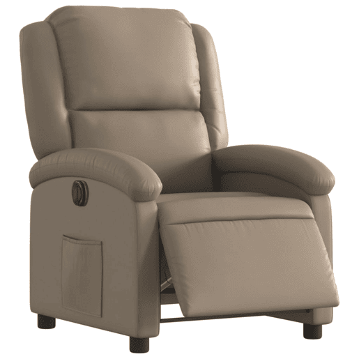 vidaXL Poltrona reclinável elétrica couro artificial cor cappuccino vidaXL Poltrona reclinável elétrica couro artificial cor cappuccino