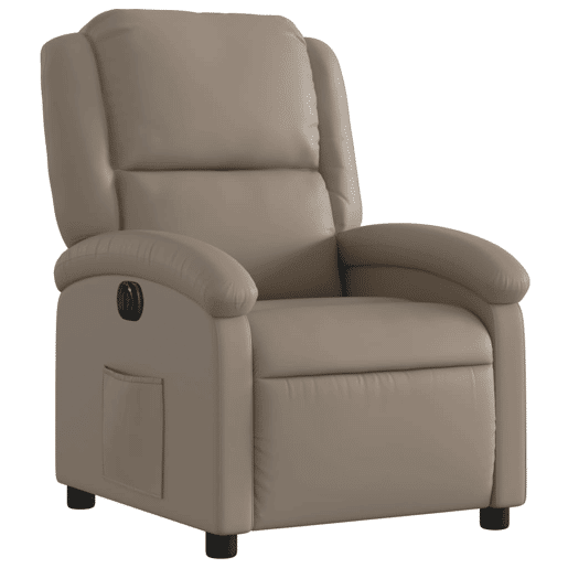 vidaXL Poltrona reclinável elétrica couro artificial cor cappuccino vidaXL Poltrona reclinável elétrica couro artificial cor cappuccino