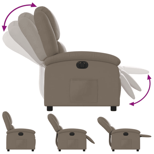 vidaXL Poltrona reclinável elétrica couro artificial cor cappuccino vidaXL Poltrona reclinável elétrica couro artificial cor cappuccino