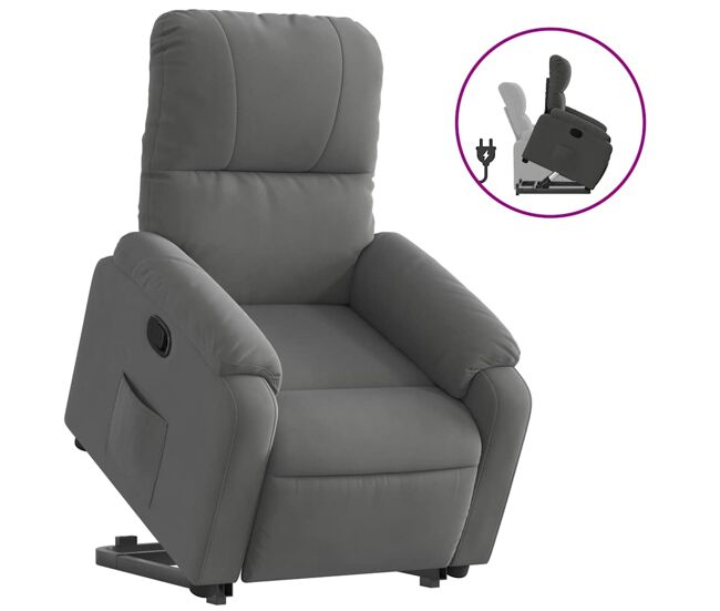 Vidaxl sillón reclinable elevable tela de microfibra gris oscuro