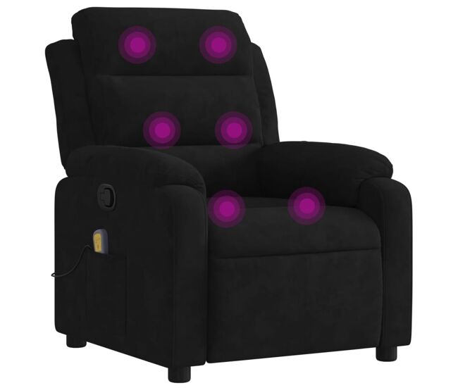 Vidaxl sillón de masaje reclinable de terciopelo negro