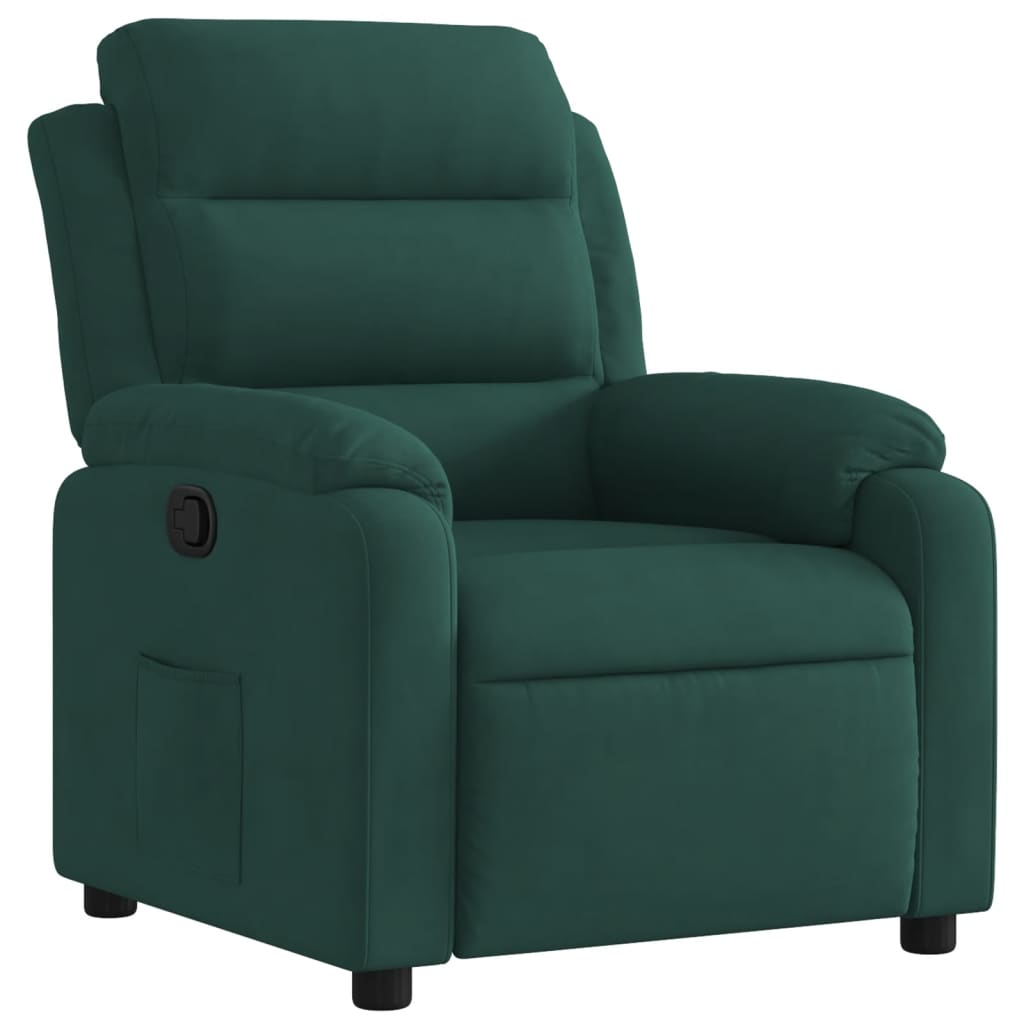 Vidaxl sillón reclinable de terciopelo verde oscuro