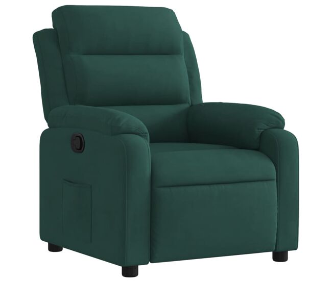 Vidaxl sillón reclinable de terciopelo verde oscuro