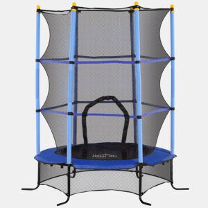 HOMCOM Trampolim para Crianças acima de 3 Anos Cama Elástica Infantil com Rede de Segurança e Estrutura de Aço para Interiores e Exteriores Carga 50 kg Ø163x190 cm Azul