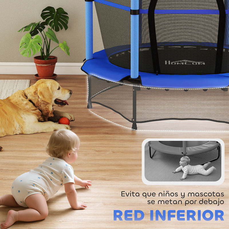Homcom - Cama Elástica Infantil 140x190 cm Trampolín para Niños de 3 Años con Red de Seguridad y Marco de Acero para Interior y Exterior | Privalia