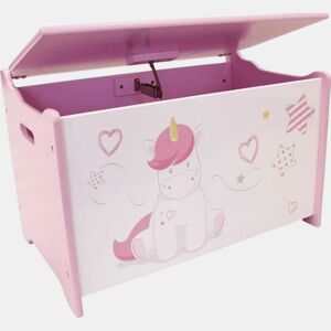 Baú Fun House Unicorn Cor de Rosa Branco Madeira