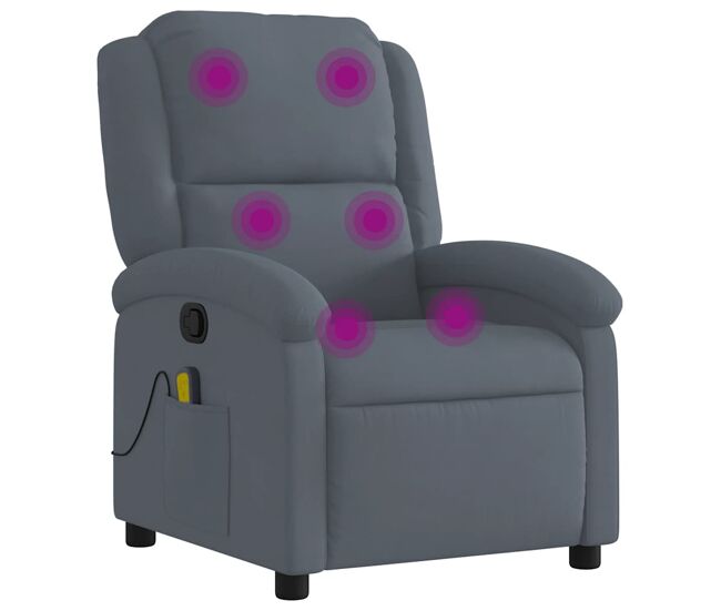 Vidaxl sillón de masaje reclinable de terciopelo gris oscuro