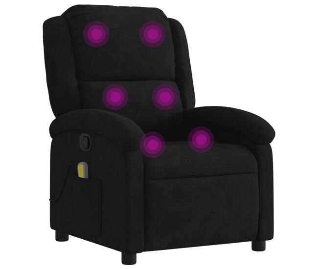 Vidaxl sillón de masaje reclinable de terciopelo negro