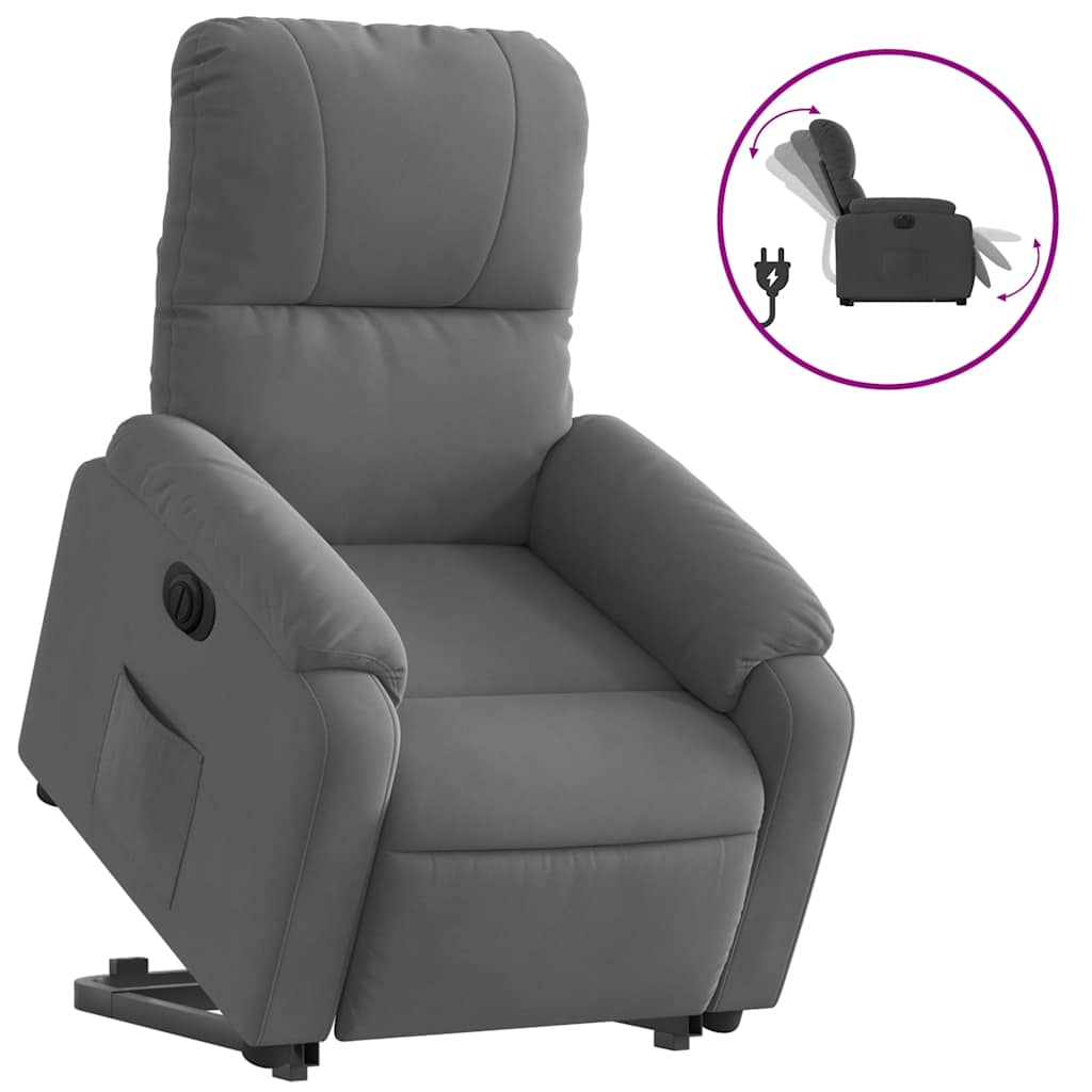 Vidaxl sillón eléctrico reclinable elevable tela microfibra gris
