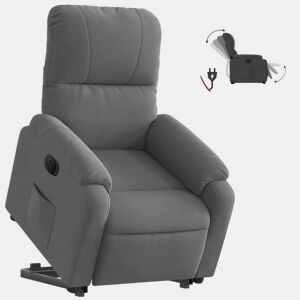 vidaXL Poltrona reclinável elevatória elétrica microfibra cinza-escuro