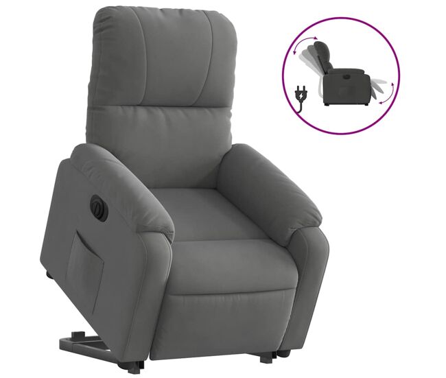 Vidaxl sillón eléctrico reclinable elevable tela microfibra gris