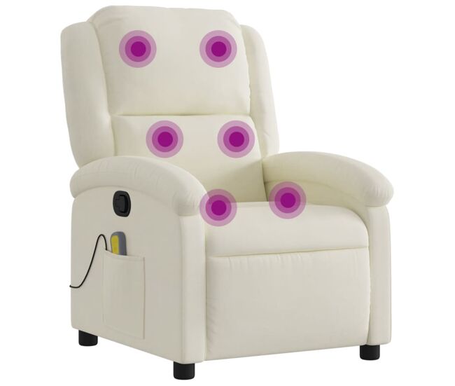 Vidaxl sillón de masaje reclinable de terciopelo crema