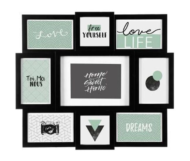 Well home - marco decorativo para pared - 9 fotos color negro