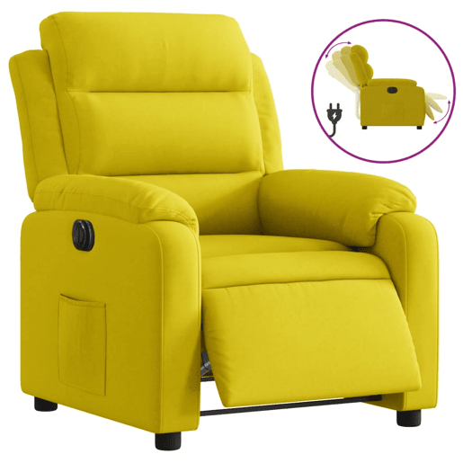 vidaXL Poltrona elétrica reclinável veludo amarelo vidaXL Poltrona elétrica reclinável veludo amarelo