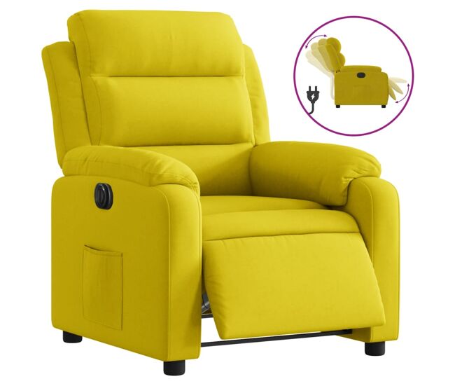 Vidaxl sillón reclinable eléctrico de terciopelo amarillo