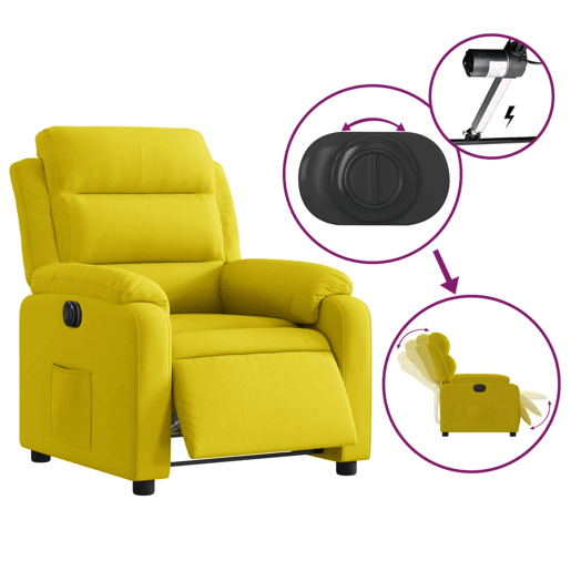 vidaXL Poltrona elétrica reclinável veludo amarelo vidaXL Poltrona elétrica reclinável veludo amarelo
