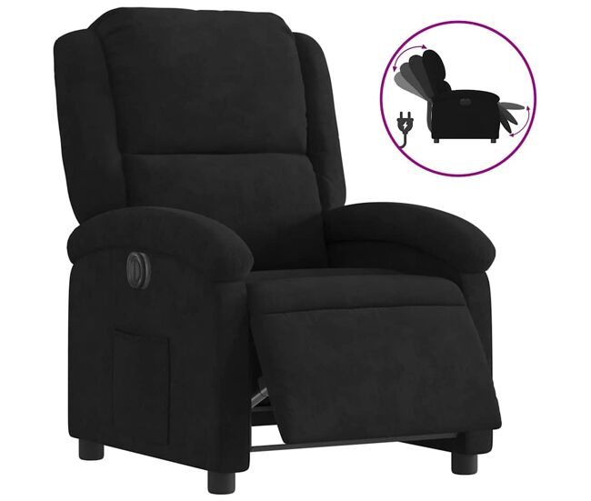 Vidaxl sillón reclinable eléctrico de terciopelo negro