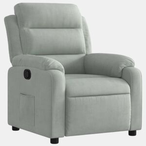 vidaXL Poltrona reclinável veludo cinzento-claro